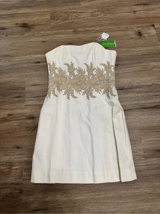 Lilly Pulitzer Dresses & Skirts - Lilly Pulitzer Strapless Kade Dress with Gold Floral Embroidery
